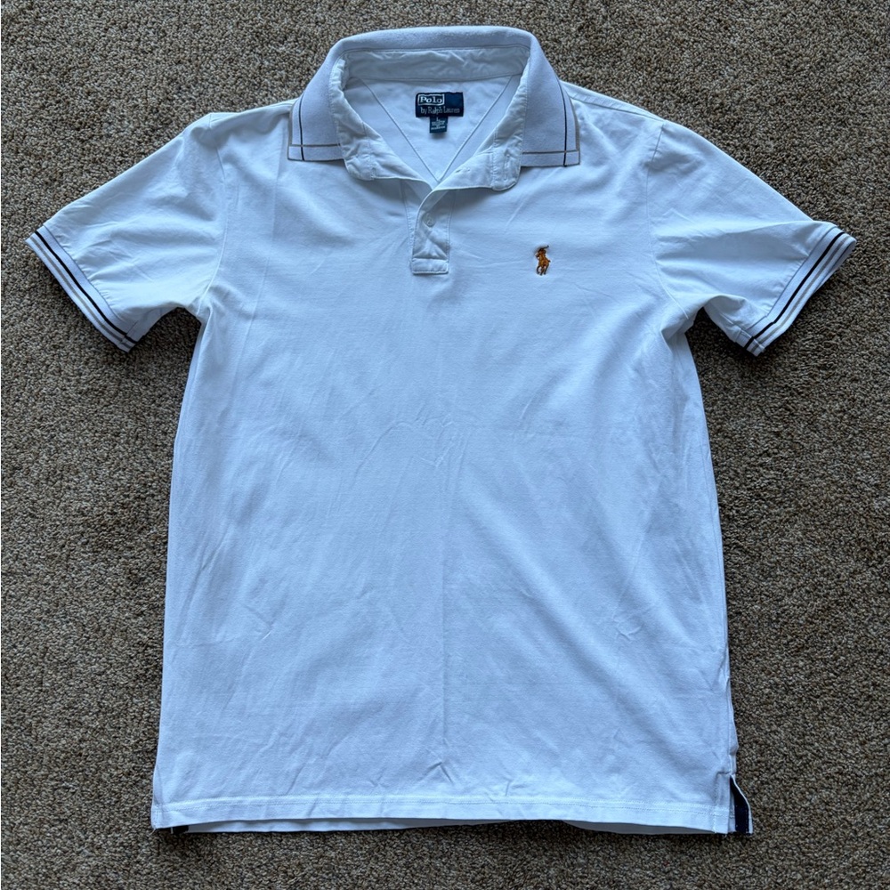 Polo Ralph Lauren White Polo with Navy Accents Size Men’s Large